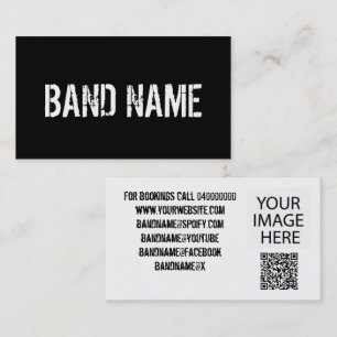 Tarjeta De Visita Código QR de banda blanca y negra moderna personal