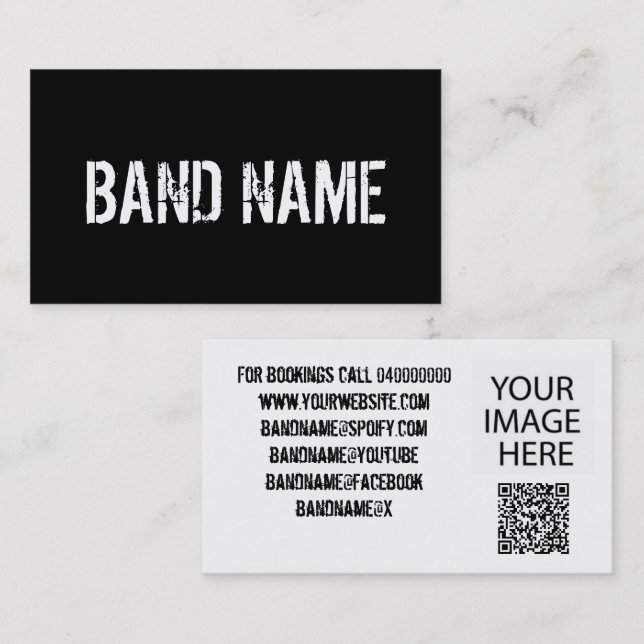 Tarjeta De Visita Código QR de banda blanca y negra moderna personal (Anverso / Reverso)