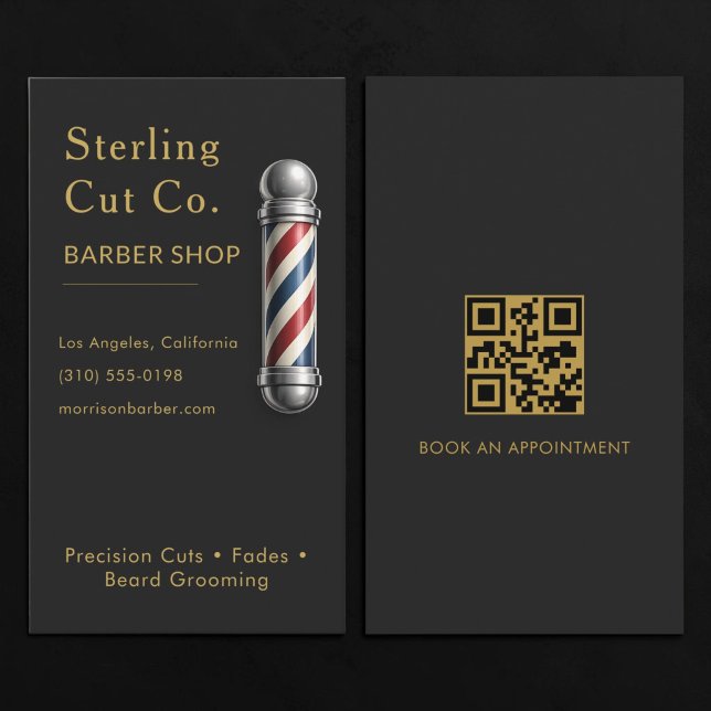 Tarjeta De Visita Código QR de Barbería Negro (Subido por el creador)