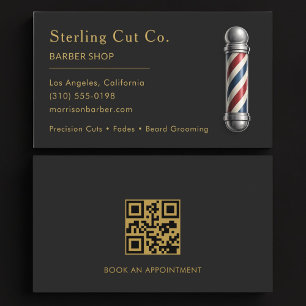 Tarjeta De Visita Código QR de Barbería Profesional