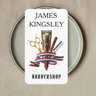 Tarjeta De Visita Código QR de Barbería Profesional Barbero moderno