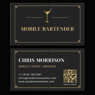 Tarjeta De Visita Código QR de Bartender Móvil Profesional