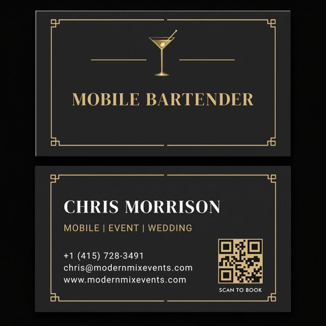 Tarjeta De Visita Código QR de Bartender Móvil Profesional (Subido por el creador)