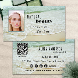 Tarjeta De Visita Código QR de belleza de la playa de maquillaje pro