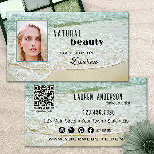 Tarjeta De Visita Código QR de belleza de la playa de maquillaje pro