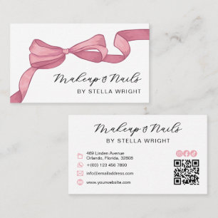 Tarjeta De Visita Código QR de belleza de lazo rosa Coquette
