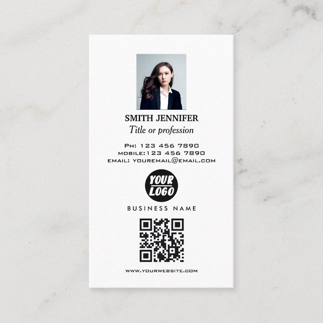Tarjeta De Visita Código QR de bienes inmuebles elegante foto profes (Real estate QR code professional photo elegant Card)