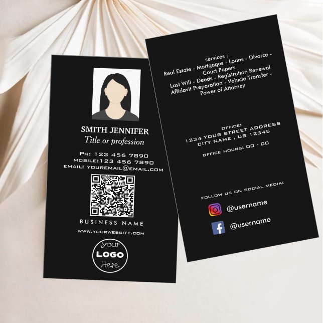 Tarjeta De Visita Código QR de bienes inmuebles elegante foto profes (Subido por el creador)