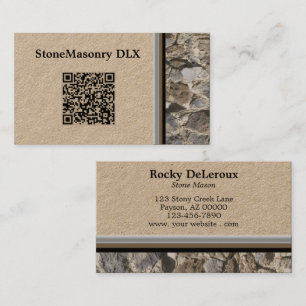 Tarjeta De Visita Código QR de borde de pared de Stonemason profesio