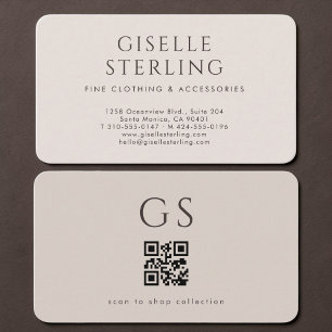 Tarjeta De Visita Código QR de Boutique Neutral