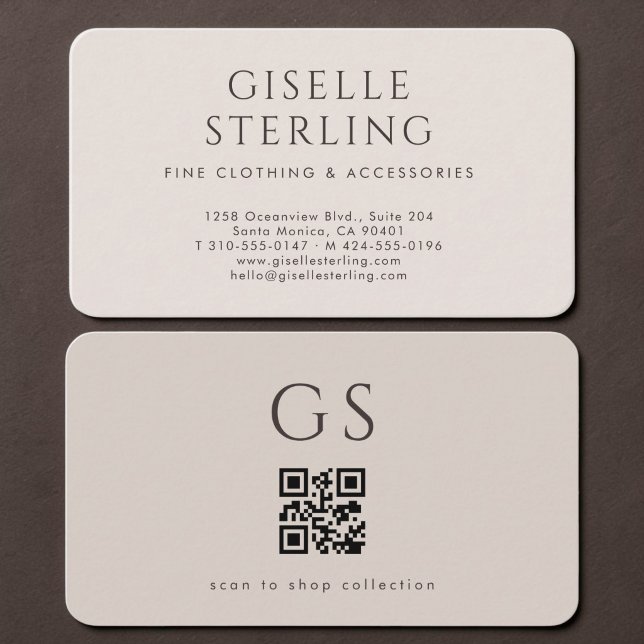 Tarjeta De Visita Código QR de Boutique Neutral (Subido por el creador)