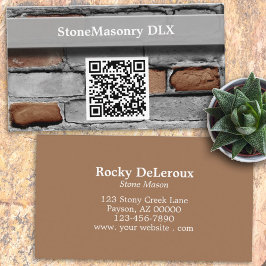 Tarjeta De Visita Código QR de Brick Rústico Profesional Stonemason