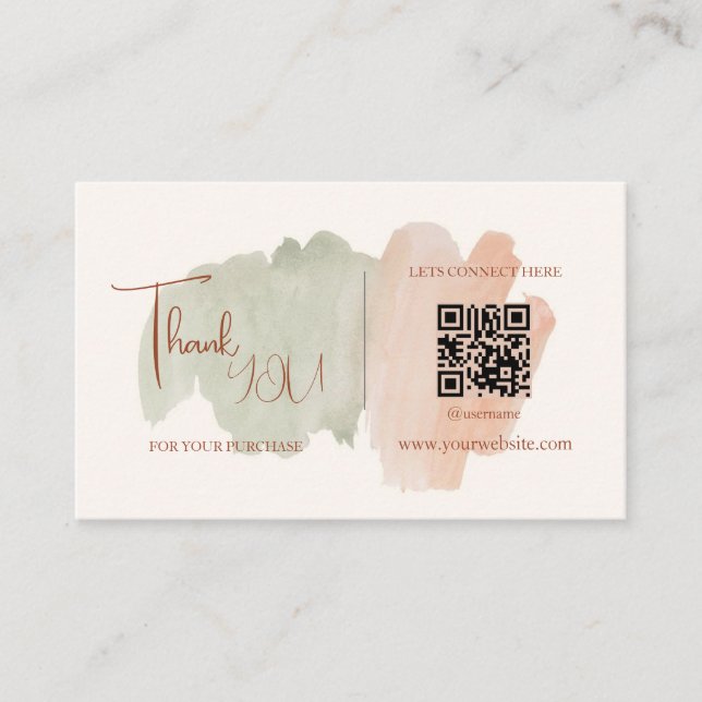 Tarjeta De Visita Código QR de brote Gracias Código de descuento de  (Anverso)