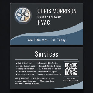 Tarjeta De Visita Código QR de calefacción y aire acondicionado de H