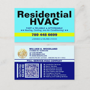 Tarjeta De Visita Código Qr de Calefacción y Refrigeración   HVAC Re