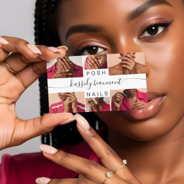 Tarjeta De Visita Código QR de caligrafía de Collage de fotos minima