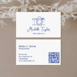 Tarjeta De Visita Código QR de cámara fotográfica de mano única