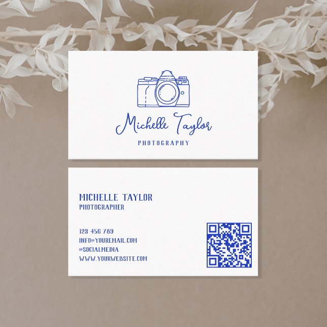 Tarjeta De Visita Código QR de cámara fotográfica de mano única (Subido por el creador)