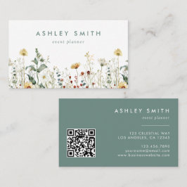 Tarjeta De Visita Código QR de campo de flor silvestre de verano