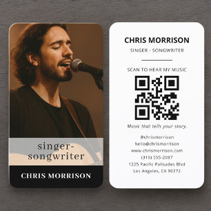 Tarjeta De Visita Código QR de Cantante y Compositor Foto Profesiona