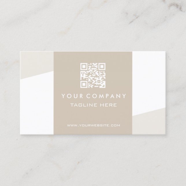 Tarjeta De Visita Código QR de Cappuccino geométrico simple (Anverso)