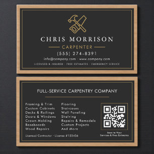 Tarjeta De Visita Código QR de Carpintería Carpintero Moderno