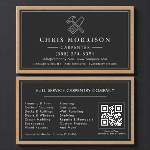 Tarjeta De Visita Código QR de Carpintería de Lujo Carpintero