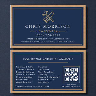 Tarjeta De Visita Código QR de Carpintería Profesional
