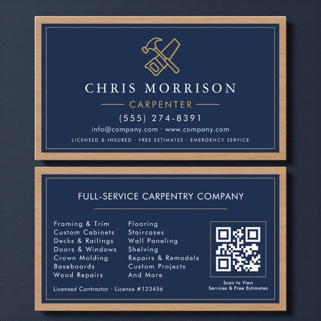 Tarjeta De Visita Código QR de Carpintería Profesional (Subido por el creador)