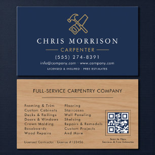 Tarjeta De Visita Código QR de Carpintero Moderno