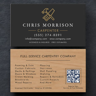 Tarjeta De Visita Código QR de Carpintero Profesional