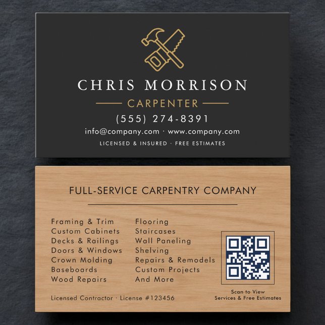Tarjeta De Visita Código QR de Carpintero Profesional (Subido por el creador)