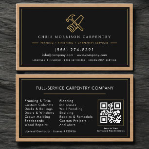 Tarjeta De Visita Código QR de carpintero Servicios de carpintería 