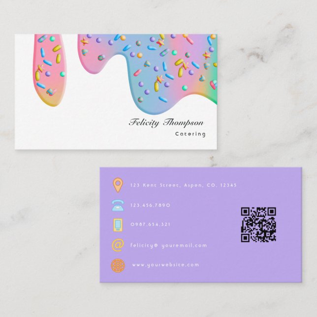 Tarjeta De Visita Código QR de catering de alimentos (Anverso / Reverso)