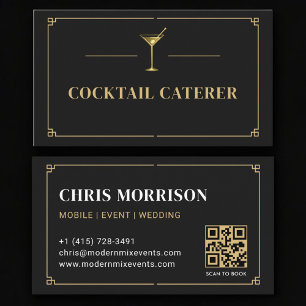 Tarjeta De Visita Código QR de Catering de Cócteles Profesional