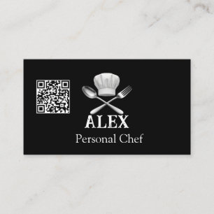 Tarjeta De Visita Código QR de Chef Personal Minimalista Moderno en