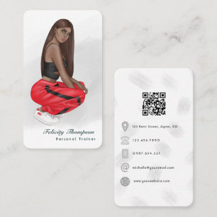 Tarjeta De Visita Código QR de chica instructora de fitness mujer ne