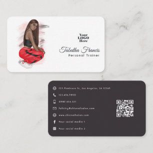 Tarjeta De Visita Código QR de chica instructora de fitness mujer ne