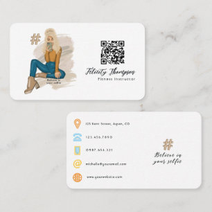 Tarjeta De Visita Código QR de Chica Selfie de moda