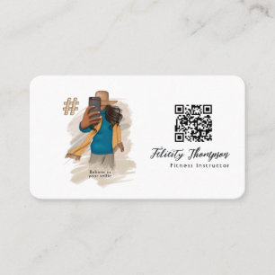 Tarjeta De Visita Código QR de Chica Selfie de moda