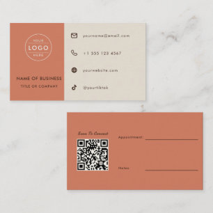 Tarjeta De Visita Código QR de cita de fotógrafo Boho Terracotta