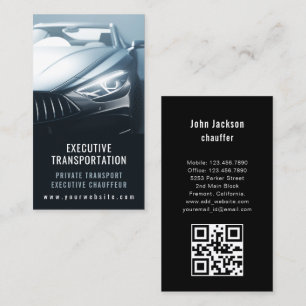 Tarjeta De Visita Código QR de coche de transporte de lujo azul y ne