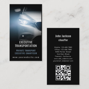 Tarjeta De Visita Código QR de Coche de Transporte de Lujo Azul y Ne
