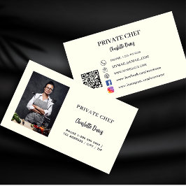 Tarjeta De Visita Código QR de cocina de cocina de marfil de chef pr