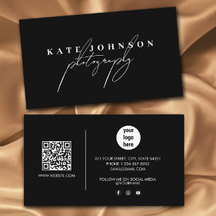 Tarjeta De Visita Código QR de código de firma negra en medios socia