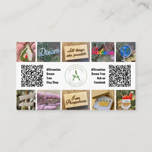 Tarjeta De Visita Código QR de Colaje de Fotos (Reverso)