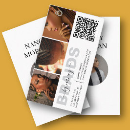 Tarjeta De Visita Código QR de Collage de Fotos de Tipografía de Tre