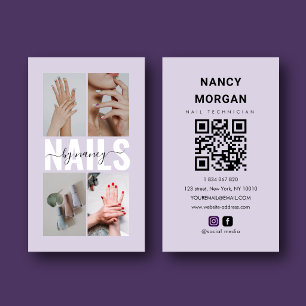 Tarjeta De Visita Código QR de collage de fotos elegante para técnic