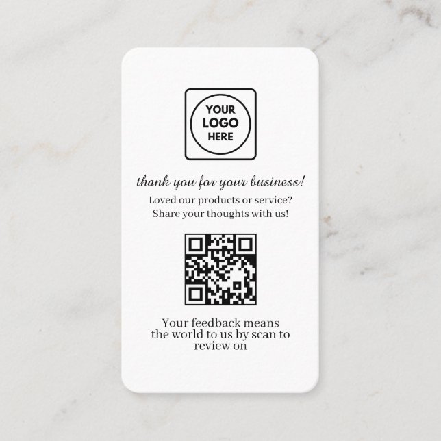 Tarjeta De Visita Código QR de comentarios de clientes | Enlace pers (Anverso)