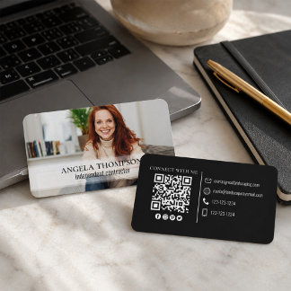 Tarjeta De Visita Código QR de conexión de foto minimalista simple m